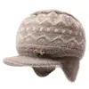 Gorro de punto forrado de forro polar a prueba de viento y resistente al frío para otoño e invierno, diseñado para proteger las orejas, para madres de mediana edad y mayores