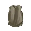 Colete Masculino G-Stone de Algodão Bambu Bordado com Logo Pequeno Manga Curta Caída Solta Camiseta Versátil Camada Base Fitness