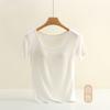 Regata Modal de Manga Curta com Bojos para Mulheres Usarem como Roupa Exterior, Tamanho Grande Ajuste Slim Copo Tudo-Em-Um Camiseta para Usar por Baixo, Confortável