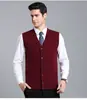 Chaleco de Punto de Lana para Hombre Yingao Otoño Invierno Cuello en V Chaleco de Punto para Hombre de un Solo Botón Sin Mangas para Adultos Mayores Suéter de Color Sólido para Negocios