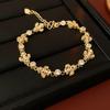 Pulsera Ajustable de Diamante Ovalado de Zirconia Chapada en Oro Real de Lujo Ligero Pulsera de Moda de Alto Sentido Pulsera Comodín para el Día a Día