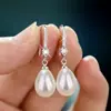 Joias Transfronteiriças Desejo Amazon Aliexpress Pingente Gota de Água Brincos Pérola Oval Brincos de Noiva Brincos