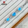 Pulsera de Cabujón de Girasol de Calcedonia Blanco Hielo con Incrustación Completa de Diamantes Plateados en Cobre y Ágata, Nueva Pulsera Exquisita de Lujo Ligero Estilo Chino