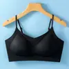 Camisola de Seda de Hielo con Espalda Descubierta en Forma de U Sujetador Fijo con Soporte Suave Integrado Sujetador de Gelatina Sujetador Invisible de Verano