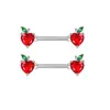 2 Peças de Aço Inoxidável Série Vermelha Zircônia Anéis para Mamilos com Designs Criativos de Coração e Flor, Joias para Piercing de Mamilo Cravejadas com Diamantes para Vendas Transfronteiriças