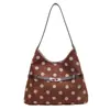 Bolso de mano de lunares de moda para mujer, nueva colección 2026, bolso de hombro de gran capacidad para el trabajo, bolso tote vintage de gamuza