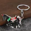 Moda Popular Europea y Americana Aleación con Goteo de Aceite Llavero de Caballo de la Suerte Accesorios de Unicornio Retro Colgante Pintado de Animal