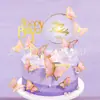 Set Nuevo Transfronterizo de 22 Piezas de Decoraciones de Mariposas para Pastel, Hermosos Inserciones de Mariposas de Papel Moradas y Rosas