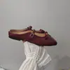 Zapatos Planos Mary Jane Slip-On Retro Camelia con Lazo 2025 para Mujer con Suela Suave y Empeine Suave