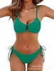 Bikini de Dos Piezas para Mujer 2027 Nuevo de Comercio Exterior Europeo y Americano, Bikini Sexy de Color Sólido Transfronterizo Ropa de Baño Amazon