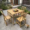 Mesas y sillas de aluminio y bambú para exteriores, bambú simulado, adecuadas para barbacoas en el patio, camping, mesas de aluminio y bambú al aire libre, mercados, granjas y sombrillas de paja.