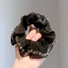Goma para el pelo de satén y cristal vintage, Cuerda para el pelo de malla de lujo, Accesorio para el pelo moderno y elegante