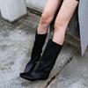 Casual Bico Quadrado Mais Fácil de Combinar Botas Knight Femininas 2025 Primavera e Outono Temperamento Salto Baixo Cano Médio
