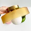 Lámpara de Techo Opalina Luna Llena Vintage, Luz Ambiental Minimalista de Vidrio para Diseñador, Lámpara de Estudio, Estilo de Mediados de Siglo