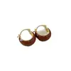 Aretes Ojo de Tigre Color Café Maillard, Aretes de Lujo Ligero y de Alta Gama, Estilo Retro, Aretes de Moda, Accesorios de Otoño e Invierno