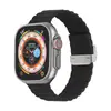 Correa de Silicona para Reloj con Hebilla de Onda Bucle de Bambú para iWatch Generaciones 1-8, Correa con Hebilla Corrugada de Acero Imitación, Venta al por Mayor por Fabricante