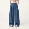 Pantalones de pierna ancha estilo traje, colección de otoño, de cintura alta, pierna recta, tela fluida, pantalones casuales para mujer, estilo japonés y europeo, efecto adelgazante
