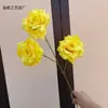 Rosa Diamante Artificial de Três Cabeças para Casamento Decoração de Salão de Casamento Flores de Seda Decoração Suave para Janela Materiais de Flores para Paisagismo Arranjo de Flores para Corredor