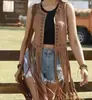 Chaleco Cárdigan Bordado con Borlas de Estilo Étnico, Ante Sintético, Cuello en V, Retro para Mujer con un Diseño Chino Nuevo Único y Chic