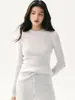 Nova coleção de outono: suéter feminino de cashmere, gola redonda, caimento justo, valoriza a silhueta, segunda pele de tricô, pulôver versátil, top macio