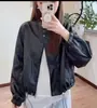 Chaqueta Corta Casual de Cuello Alto Estilo Coreano Nueva para Primavera y Otoño para Mujer, Cordón, Versátil, Adelgazante, Corte Holgado, Abrigo de Cuero