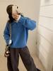 Suéter com Gola Polo Grossa Estilo Japonês para Mulheres, Nova Malha Base para Outono e Inverno, Top Soltinho Preguiçoso com Gola Reversível