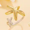 Anel Cruzado Popular Fresco Estilo Férias Multi-Elemento Estrela Flor Folha Feminino Aberto Aço Inoxidável Suprimento de Joias