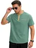 Camisa Polo Casual Simple de Manga Corta con Botones Decorados, Serie de Colores, Versátil, Estilo Europeo y Americano Transfronterizo, Camisa de Manga Corta para Hombre de Comercio Exterior