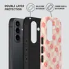 Capa de filme de transferência de calor floral xadrez rosa suave para Samsung S23 Ultra/S22 Ultra