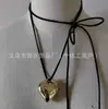 Collar de Corazón Grande Dulce Fresco de Moda para Mujer, Cadena para Suéter de Corazón Color Durazno Dorado Exagerado de Lujo Ligero, Artículo de Tendencia de Accesorio de Moda de Gama Alta