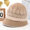 Sombrero de madre para mujeres de mediana edad y ancianas, otoño e invierno, cálido, con felpa adicional, gorro de lana tejido grueso, protección contra el frío, sombrero tipo cubo para abuela, señora mayor