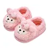 Chinelos de algodão infantis para meninas, sapatos de algodão com ursinho de desenho animado fofo para meninos, sapatos peludos quentes de pelúcia para uso externo no inverno