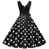 Fuente de fábrica 2021 Moda Patchwork Estampado de Lunares Sin Mangas Burnout Estampado de Lunares Fiesta Vestido de Baile