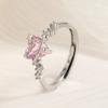 Anillo rosa dulce y fresco con diamantes, encantador, nuevo para mujer, moda de lujo ligero, planeta rosa, para novias, dos estilos de nicho, versátil, regalo