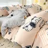 Juego de Cama de Cuatro Piezas Cepillado Clase A, Juego de Tres Piezas para Dormitorio de Estudiante Individual de Invierno, Funda de Edredón Estilo Ins, Ropa de Cama de Dibujos Animados