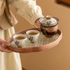 Juego de té de viaje Ruyi escrito a mano de fábrica, juego de taza exprés portátil, olla de té de cerámica para acampar al aire libre, dos tazas