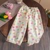 Ropa Infantil Coreana Nueva Jeans Infantiles Primavera Niñas Elegantes Coloridos Estampado de Corazones de Moda Pantalones de Pierna Recta Pantalones de Pierna Ancha