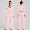 Conjunto de fitness transfronterizo con tirantes estilo ballet, top de manga larga, secado rápido, levantamiento de glúteos, ajuste holgado, conjunto deportivo para correr al aire libre para mujer