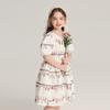 Pudding Haru Roupa Infantil Moda Feminina Saia Estilosa 2025 Verão Novo Estilo Floresta Infantil Vestido Cinturado com Manga Bufante