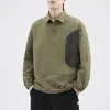 Camisa masculina polo de manga longa casual, estilo montanha de outono, top solto, jaqueta 2026 nova