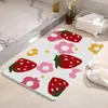 Alfombrilla de Pie Absorbente para Puerta de Baño, Alfombrilla de Suelo Doméstica para Entrada de Baño, Flores Pequeñas Frescas, Imitación de Cachemira, Cómoda