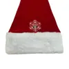 Sombrero de Navidad de Terciopelo Dorado Personalizado de Fábrica Peluche Logo Bordado Decoración Navideña Sombrero Oversized Calcetines de Navidad