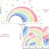Pegatinas de pared de corazón y estrella de arcoíris, calcomanías autoadhesivas de arcoíris en acuarela para habitaciones de niñas y guarderías, fondo de decoración suave