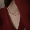Collar de Acero de Titanio Años Dorados Fluyendo Piedra Sol Brillante con Cuentas para Mujer Verano Elegante Celebridad de Internet Mismo Estilo Sentido del Diseño Cadena para Clavícula
