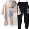 Traje de primavera y otoño 2023, nuevo y atractivo suéter con capucha suelto de manga corta estilo coreano para jóvenes, ropa deportiva informal para hombres