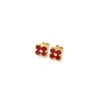 Nuevos Pendientes de Trébol de Cuatro Hojas con Diamante para Mujer Acero de Titanio 18K No se Desvanecen Versátiles Populares Pendientes de Nácar Versión Alta