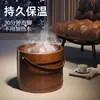 Tina Avanzada para Lavar Pies de Casa Cubo para Pies Barril de Madera Madera de Cedro Madera Maciza Cubo para Pies con Masaje Conservación del Calor Calefacción Tienda de Terapia para Pies Cubo de Baño