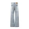 Calça Jeans Flare Clara Lavada, Estilo Hippie, com Vinco, Desgastada, Calça Casual Solta para Homens