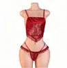 Conjunto de lingerie sexy de renda estilo faixa abdominal transparente para mulheres, roupa de dormir apaixonada para a cama, provocante, quente, com abertura na virilha, não precisa tirar, sexy