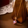 Nuevos Pendientes Colgante de Amor Juego Cristal de Color Forma de Corazón Pendientes de Circonita Pendientes para Mujer Transfronterizo Collar de Acero de Titanio